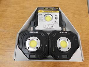 lot 45 image: New- Defiant 600 Lumens Compact Utility Lights with Magnetic Hook (3-Pack)