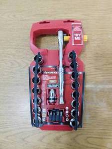 lot 74 image: Husky 38 in. Drive 6-Point Pass-Thru Ratchet and Socket Set (28-Piece)