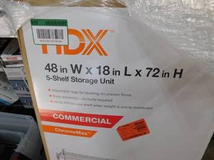 lot 94 image: HDX Chrome 5-Tier Heavy Duty Metal Wire Shelving Unit (48 in. W x 72 in. H x 18 in. D)