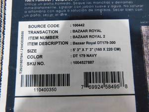 lot 100 image: Bazaar Royal Navy 5 ft. 2 in. x 7 ft. 2 in. Indoor Area Rug