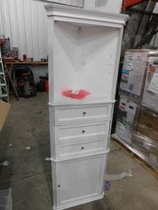 lot 126 image: Home Decorators Collection Hampton Harbor 23 in. W x 13 in. D x 67-12 in. H Corner Linen Cabinet in White