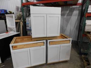 lot 132 image: (3) Polar White Shaker Base Cainets.