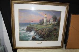 lot 302 image: Victorian Light Seaside Memories VII by Thomas Kinkade #5912850 Signed Print in a Ornate FrameDouble Matte