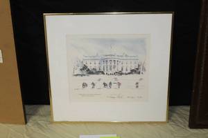 lot 313 image: Washington Capitol with Jimmy and Rosalynn Carter Signatures by Howard Watson Signed Print in a FrameSingle Matte