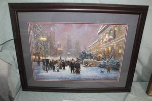 lot 315 image: Christmas By The Museum by Robert Lebron of Chicago #459999 Signed Print in a Wood FrameDouble Matte