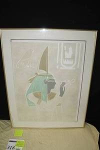 lot 318 image: Egyptian Motif circa 1978 Signed Lithograph in a FrameSingle Matte