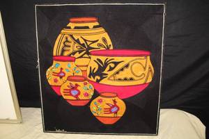 lot 326 image: Huichol Indian Vases by Juan Silva of Mexico circa 1996 Signed Woven Art