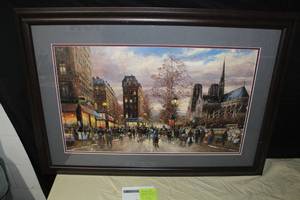 lot 330 image: Paris by Robert Lebron #875999 Signed Print in a Wood FrameDouble Matte