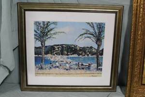 lot 336 image: Cannes - La Croisette by Andre Bardet circa 2001 #500950 Signed Seriolithograph In Color On Paper in a FrameDouble Matte