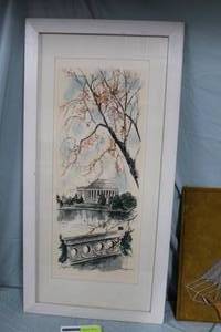 lot 340 image: Jefferson Monument by John Haymson Signed Original Watercolor in a FrameSingle Matte