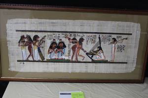 lot 342 image: Papyrus Signed Authentic Painting in a Wood Frame