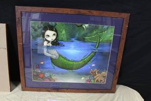 lot 343 image: Mermaid by Jasmine Becket-Griffith Signed Print in a Wood Frame