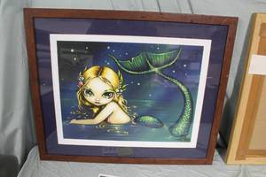 lot 344 image: Mermaid by Jasmine Becket-Griffith circa 2005 Signed Print in a Wood Frame