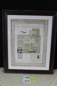 lot 355 image: Contemporary Art by Maric Enu Signed Original Mixed Media Artwork in a Wood Frame
