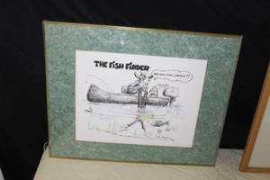 lot 370 image: The Fish Finder by Jim Snook circa 1994 Signed Print in a FrameSingle Matte