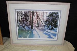 lot 372 image: Snow In The Woods by Gary Spetz #161500 Signed Print in a FrameTriple Matte