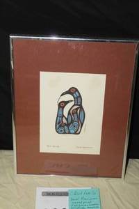 lot 383 image: Bird Family by Norval Morrisseau Signed Print in a FrameSingle Matte