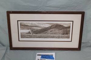 lot 378 image: Black Mountain by Ryland Loos #50200 Signed Etching in a Wood FrameDouble Matte