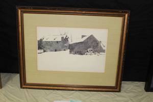 lot 375 image: Winter Scene Print in a Wood FrameSingle Matte