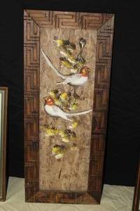 lot 401 image: Birds On A Branch by Mogollan Signed Original Artwork in a Wood Frame