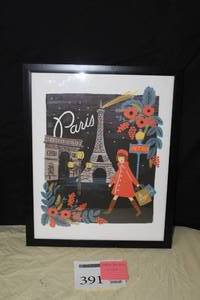 lot 391 image: Paris Vintage Poster in a Frame