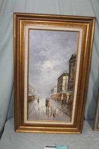lot 400 image: Paris Street Scene by Fontaine Signed Original Oil On Canvas in a Wood FrameSingle Matte