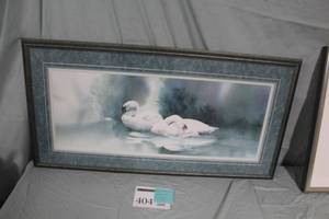 lot 404 image: Swans by Jeanne Bonine #67750 Signed Print in a FrameSingle Matte