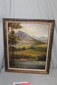 lot 397 image: Mountain Landscape by Helen Stevens Signed Original Oil On Canvas in a Frame