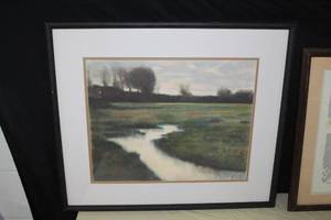lot 410 image: The Canal by Susan Warner Signed Original Watercolor in a FrameDouble Matte