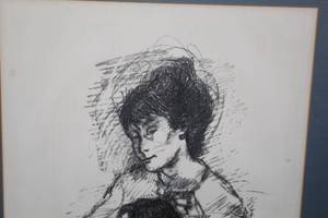 lot 411 image: Mother and Child by Dobkin #4085 Signed Charcoal Print in a FrameSingle Matte