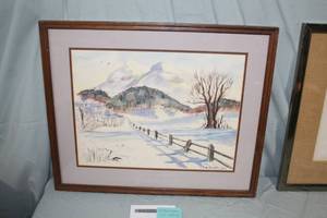 lot 409 image: The Old Fence by N. Thorvilson Signed Original Watercolor in a Wood FrameDouble Matte