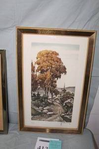 lot 413 image: The Tree by Roger Hebbelinck #60250 Signed Watercolor Print in a FrameSingle Matte