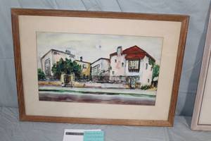 lot 414 image: House Portrait by Edwin E. Koel Signed Original Watercolor in a FrameSingle Matte