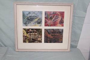 lot 416 image: House In Relief Wood Block Style Print in a FrameSingle Matte