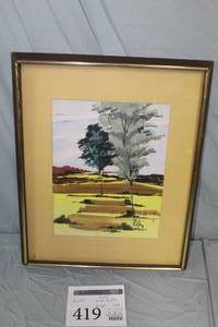 lot 419 image: Tree Scape by Rafael Padilla #203 Signed Original Acrylic Print in a FrameSingle Matte