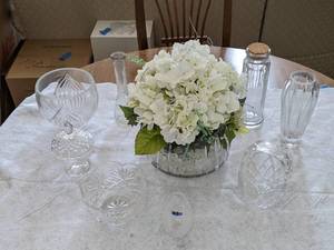 lot 42 image: Lot of (9) Nine Crystal and Glass Pieces - Waterford, Bohemia and More