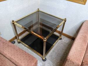 lot 90 image: Glass Side Table with Brass Edges