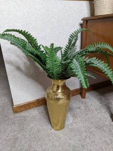 lot 91 image: Brass Decorative Vase and Artificial Fern