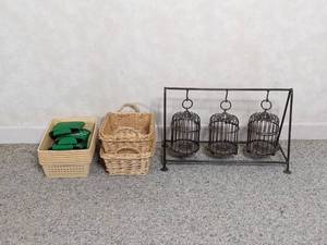 lot 104 image: Small Birdcage Trio Decor, (9) Decorative baskets, and Can Koozies
