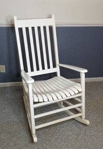lot 123 image: White Wooden Rocking Chair