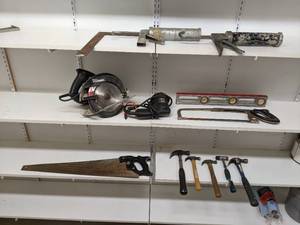 lot 116 image: Hand Tool Lot - Hammers, Saws, Circular Saw, and more