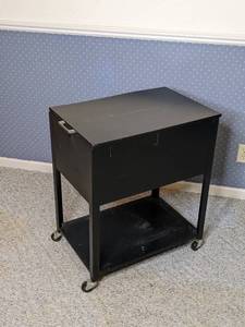 lot 133 image: Black File Cabinet with Shelf & Casters