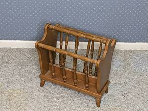 lot 138 image: Vintage Wood Magazine Rack by Authentic Furniture Products