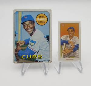 Ernie Banks Lot of (2) 1967 Topps #20 & 2020 Topps T206