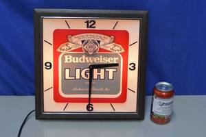 Budweiser Light Beer lighted hanging clock