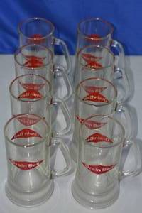 8 matching double sided Grain Belt mugs with flared bottoms