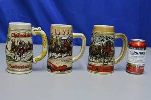 3 Budweiser 3D Clydesdales Steins