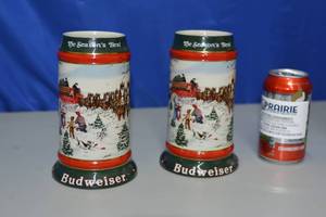2 matching Budweiser Winter Mugs