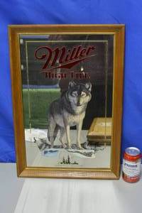 Miller High Lift Wildlife Series Wolf Mirror 1st printing  tag is no longer with mirror