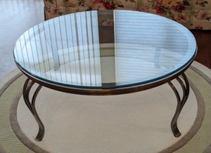 lot 30 image: Round Glass Topped Coffee Table